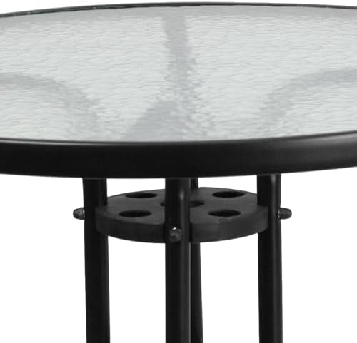 Flash Furniture 31.5 in Metal Round Table, Black