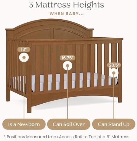 Delta Children Perry 6-in-1 Convertible Crib - Greenguard Gold Certified, Chestnut