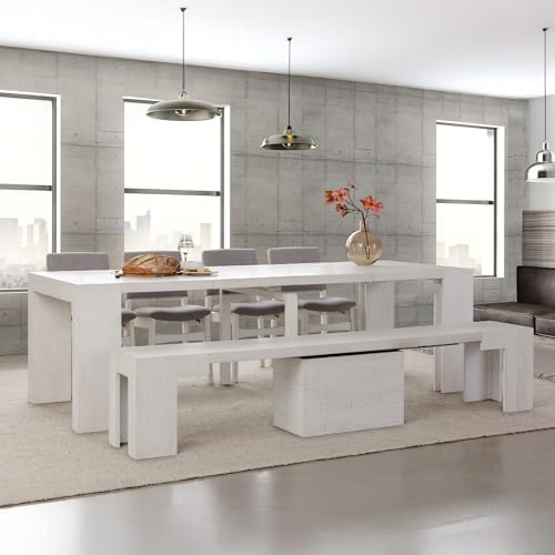 Transformer Table Solid Wood Extendable Dining Table, White