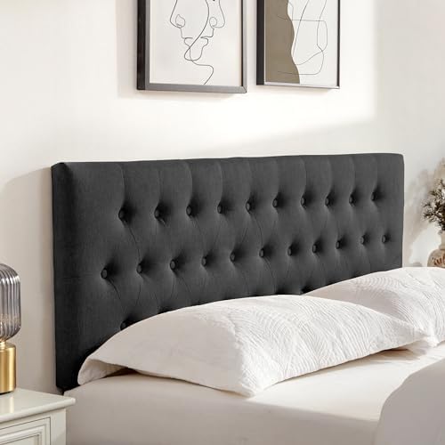 Tufted Upholstered Headboard Full Size, Adjustable Height 37- 51 in, Black