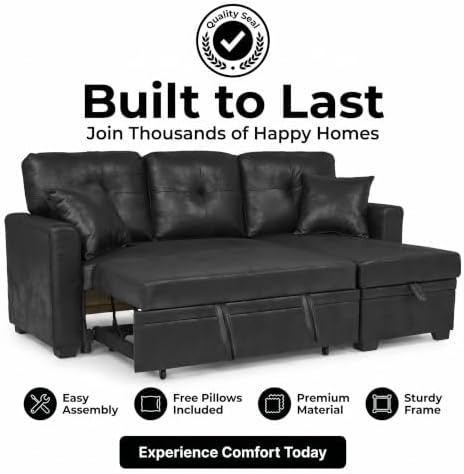 TYBOATLE Convertible Sofa Bed Couch with Reversible Storage Chaise