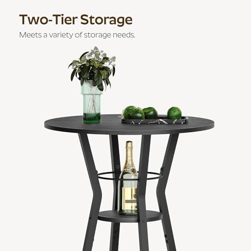 YATINEY Bar Table, 2-Tier Round High Top Table, Pub Table, Home Bar Counter Height, Bistro Tables, for Kitchen, Living Room, Meeting Room, Pub, Black BT03BB