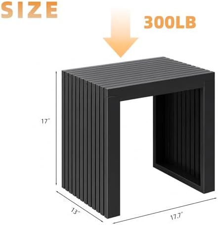 Bamboo Dining Bench, 18'' Slatted Design Entryway Bench, Black