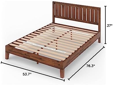 Zinus Vivek Deluxe Wood Platform Bed Frame with Headboard, Full