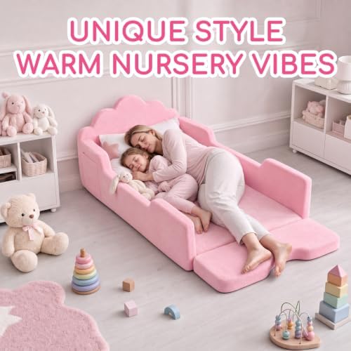 oaskys Toddler Floor Bed, No Assembly Needed Toddler Bed for Ages 3-8, Super Soft Frameless Foam Design with Removable Machine Washable Cover, Low to Ground Camas para Niños Bed