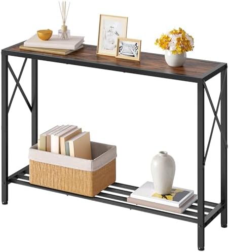 Tajsoon Console Table 41.8", 2 Tier Industrial Entryway Table with Shelves