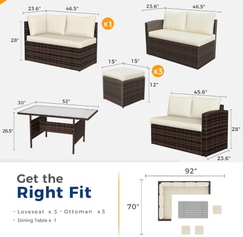 Wisteria Lane 7 Piece Patio Furniture Set, Patio Sectional for All Weather
