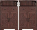 Farmhouse Storage Cabinet Set of 2, Small Kitchen Pantry Coffee Bar Cabinet