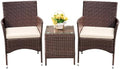 Devoko 3 Piece Patio Furniture Set Outdoor Wicker Conversation (Brown)