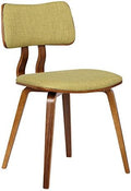 Armen Living Jaguar Mid-Century Dining Chair in Walnut Wood and Green Fabric
