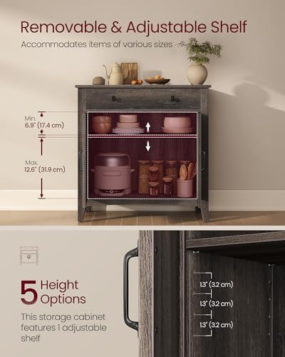 VASAGLE Buffet Cabinet, Coffee Bar with a Drawer, Adjustable Shelf