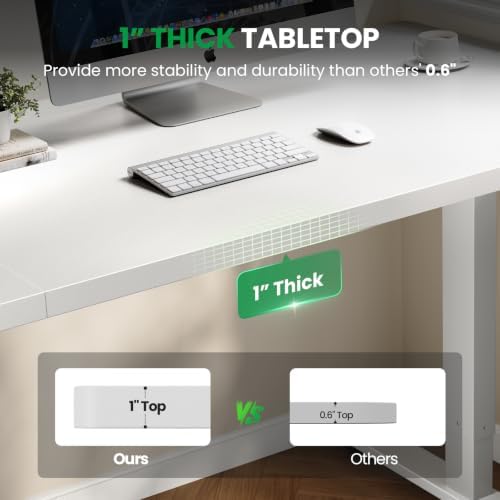 White 63x30 in Electric Standing Desk, 1 Inch Thick Tabletop