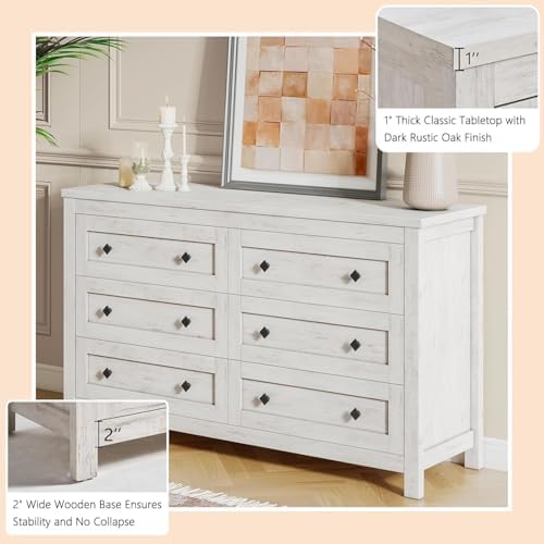 LUXOAK 5-Piece Farmhouse Bedroom Set - Queen Storage Bed & Dresser, White