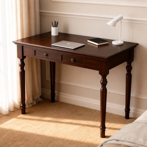 Walnut Writing Desks with Drawers, 47" French Country Style
