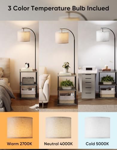 Floor Lamp with Table 2-Pack, Nightstands End Side Table for Living Room