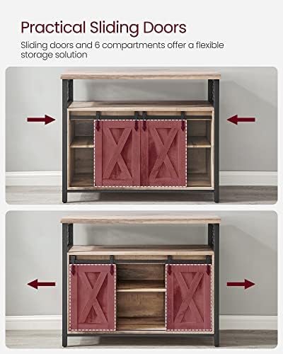 VASAGLE Buffet Cabinet, Coffee Bar with 2 Sliding Barn Doors