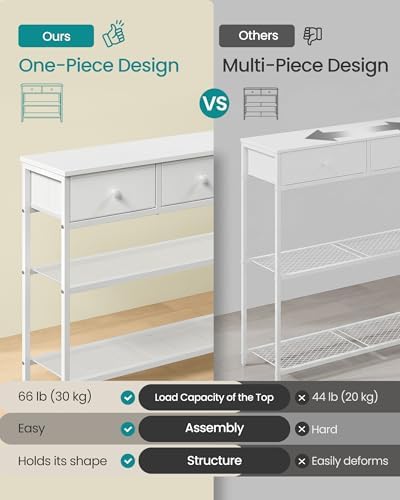 SONGMICS Console Table with 3 Fabric Drawers, Narrow Entryway Furniture