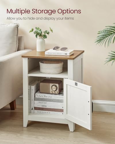 VASAGLE Farmhouse Nightstand with Barn Door, Bedside Table, Set of 2