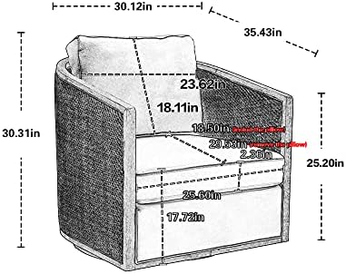Anwick Brown Swivel Barrel Chair & Rattan Accent Chair, Modern Club Chair, Small Chair, Corner Chairs & Reading Chair for Bedroom, Living Room, Reading Nook, Adults (Beige Boucle)