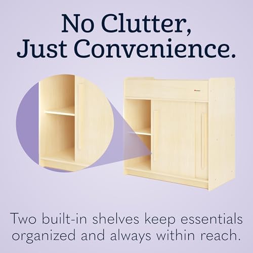 Foundations SafeGlide Daycare Changing Table w/Built-in Shelving, Natural