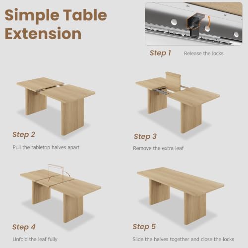 GarveeHome Rectangular 63"-82.7" Extendable Dining Table with Round Corner