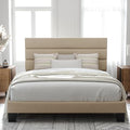 Allewie Queen Size Platform Bed Frame with Fabric Upholstered Headboard