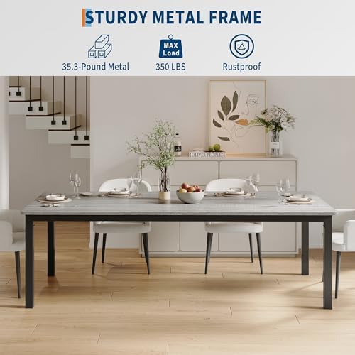 GarveeHome 78in Industrial Dining Table for 6-8 People, Long Kitchen Table