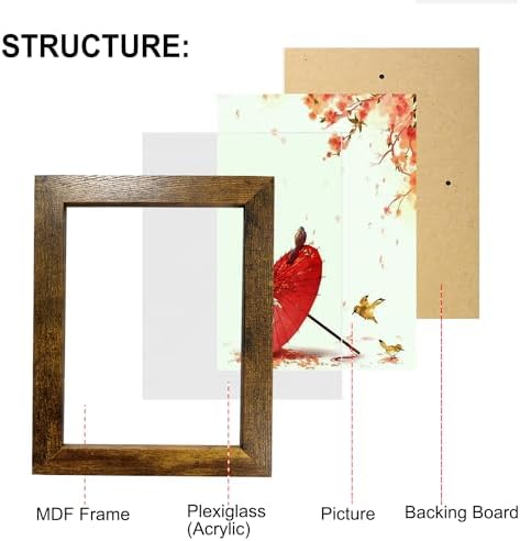 Picture Frame Set 10 pack, Farmhouse Photo Frames, Gallery Wall Frame Collage, with Two 8x10, Four 5x7, Four 4x6 Photo Frame set, in 3 Different Finishes Picture Frames For Wall or Desk,Rustic Brown