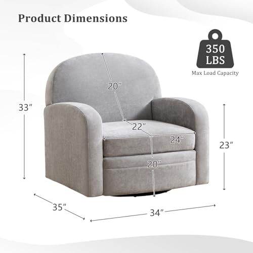 CANMOV 360° Swivel Accent Chair, Modern Single Swivel Armchair, Light Grey