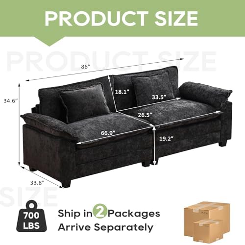 Oprisen 86" Modular Sectional Sofa, Comfy Loveseat Deep Cloud Couch