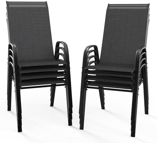 VINGLI Patio Chairs Set of 8, Black