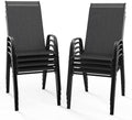 VINGLI Patio Chairs Set of 8, Black