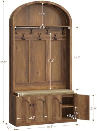 Hzuaneri Hall Tree with Bench & Entryway Coat Rack with Shoe Storage