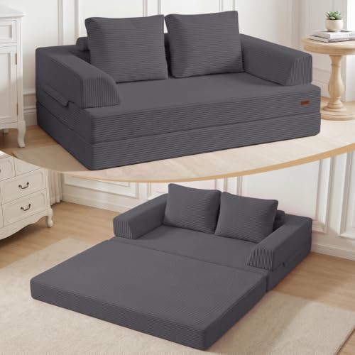 COMAX Convertible Futon Sofa Bed, 59" Folding Boneless Loveseat Small Couch