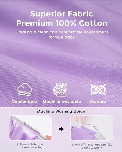Large Bed Canopy with Star Lights, Double Layer Canopy for Bed, Princess Play Tent for Girls Room, Breathable Canopy Bed Curtain for Children Reading Nook, Machine Washable Canopy, 40''x106'', Purple