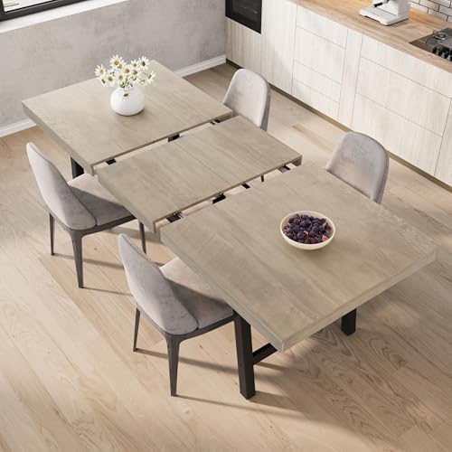 Garvee 63-83" Extendable Kitchen Table, Butterfly Dining Table, Grey