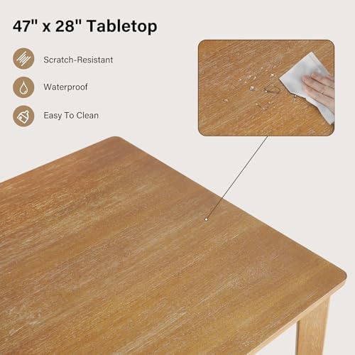 Farmhouse Dining Table Set for 4, Wooden Kitchen Table & Solid Wood Chairs
