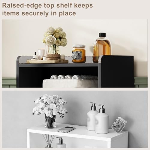 ChooChoo Small Bathroom Storage Cabinet with 2 Door and Shelves | Narrow Toilet Paper Cabinet, Freestanding Bathroom Floor Cabinet and Organizers for Small Spaces, Black