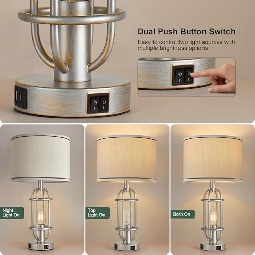 Reaketon 22.3”Farmhouse Table Lamps for Living Room, Bedroom Lamps Set of 2