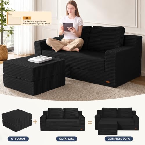 COMAX Futon Sofa Bed, Convertible Sofa Bed, Folding Boneless Couches