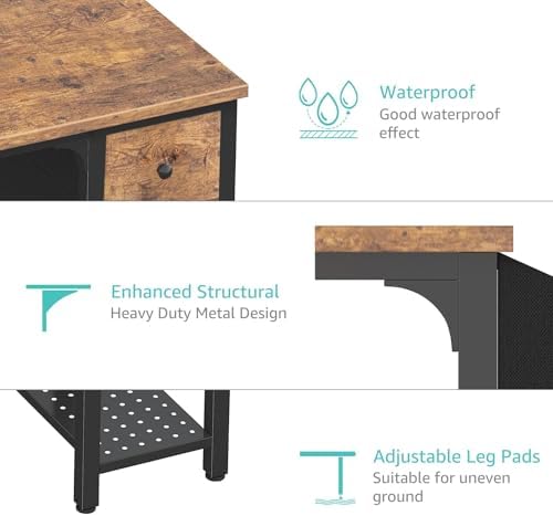 Lufeiya Computer Desk with Fabric Drawers, 47 Inch Desk for Small Space Home Office, Modern Simple Study Writing Table PC Desks for Bedroom, Rustic Brown