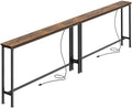 SUPERJARE 86.6 inch Narrow Behind Couch Table with Charging Stations