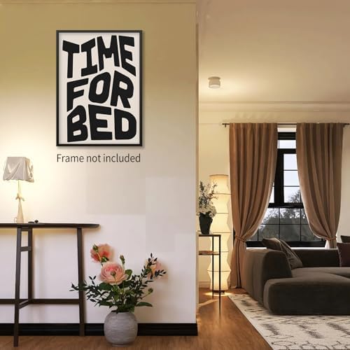 OMANI Black And White Time For Bed Poster Funny Quotes Wall Art Trendy Modern Minimalist Canvas Prints for Living Room Bedroom Wall Decor 08x10 inch Unframed