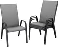 JEAREY Patio Dining Chairs Set of 4, Stackable Outdoor Chairs, Deep Gray