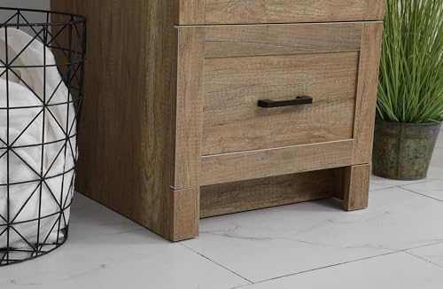 18" Pre-Assembled Bathroom Vanity with Sink, Engineered Wood, Ivory White Engineered Marble Countertop Attached, Single Oval Porcelain Sink, 1 Soft-Close Drawers, Natural Oak