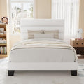 Allewie Twin Size Platform Bed Frame with Velvet Upholstered Headboard