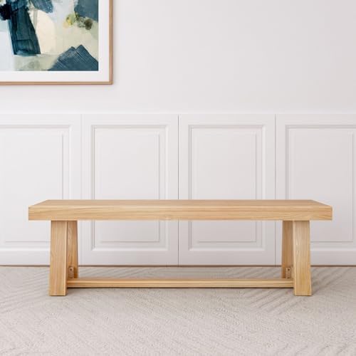 Plank+Beam Classic Dining Bench, 60 Inch, Blonde Wirebrush