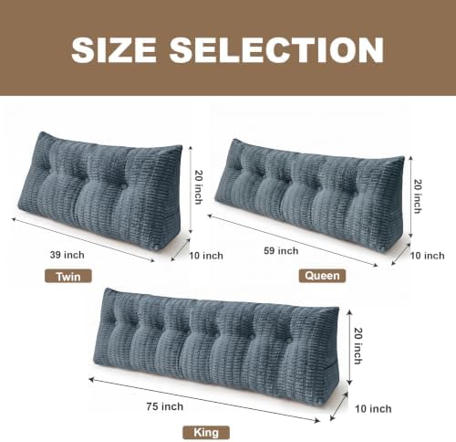 Headboard Pillow Twin, Dorm Wedge Pillow, Bed Pillows for Sitting up in Bed, Dorm Bed Headboard for Read, Work, Play in Beds, Daybed Backrest Pillows with Removable Washable Cover, Navy Blue
