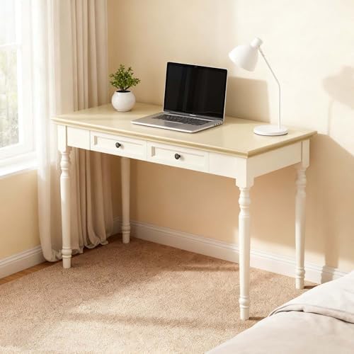 Beige Writing Desks with Drawers, 47" French Country Style