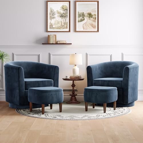 360° Swivel Accent Chair with Storage Ottoman Set of 2